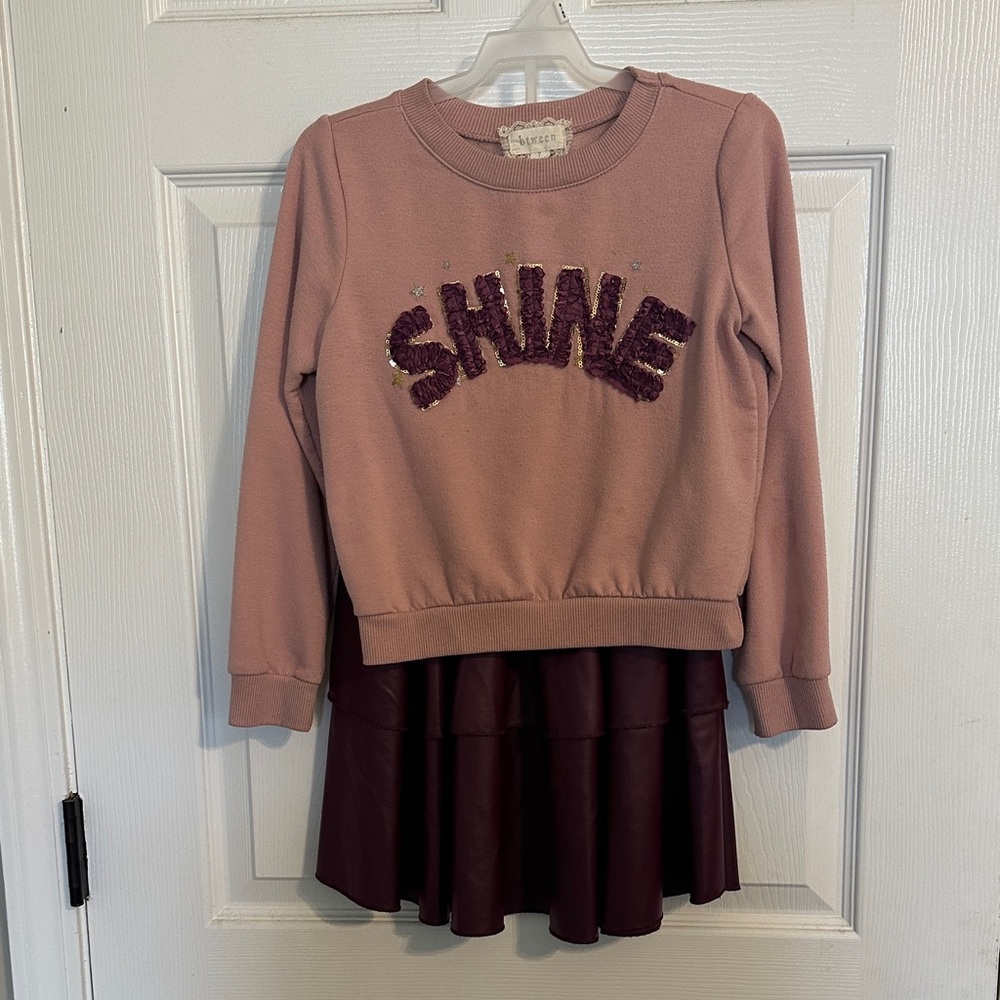 btween Pink Shine Sweatshirt with Skirt